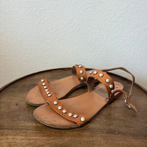 Ancient Greek Sandals Brown Leather Clio Flat Sandals Women's Size 39 US 9